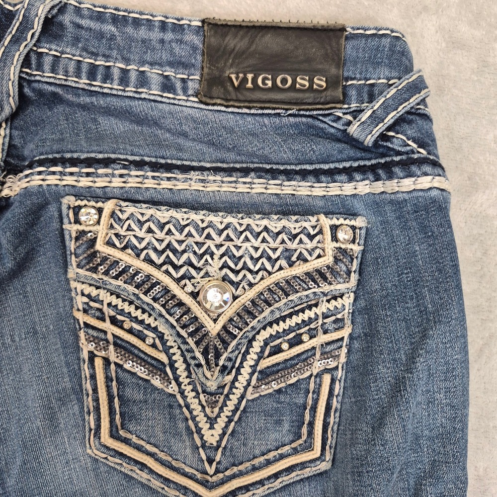 VIGOSS Women's Blue Embroidered Pocket Jeans